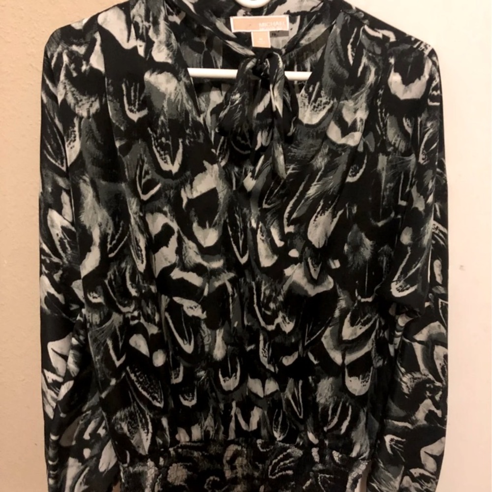 Micheal Kors W size medium peacock feather printed blouse.